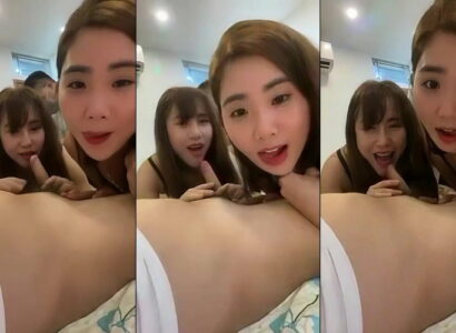 2 em gái xinh cười phục vụ nhiệt tình các anh Trung